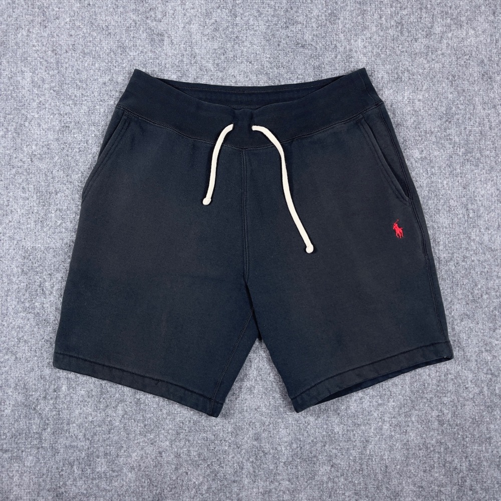 Polo Ralph Lauren Sweat Shorts Mens Small Black Fleece Pony Logo Drawstring